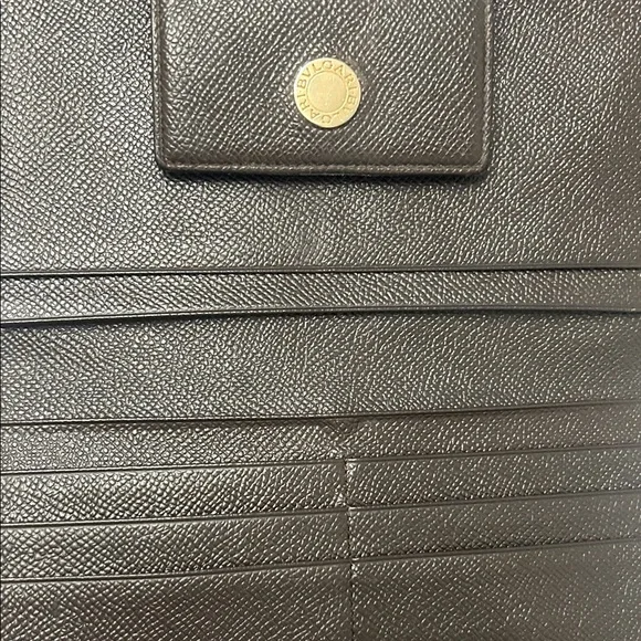 Bvlgari Long Trifold Brown Wallet with Gold Accent EUC - Picture 13 of 15